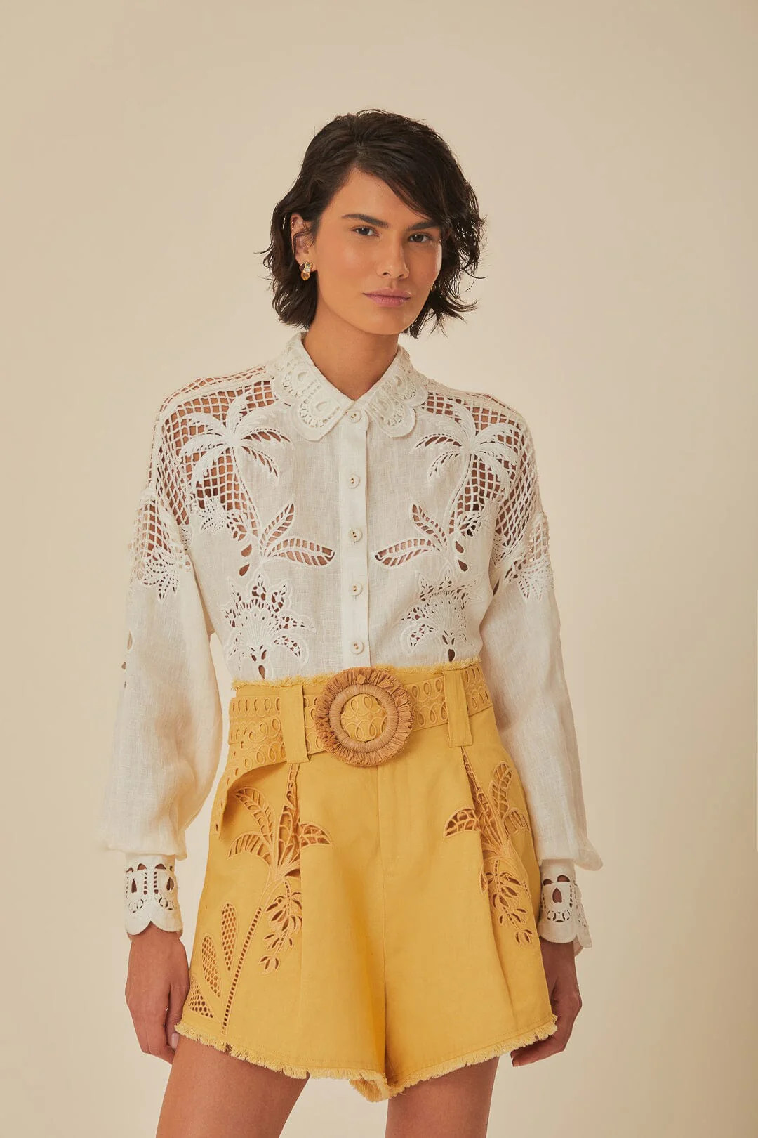 Banana Tree Euroflax™ Premium Linen Belted Shorts | FarmRio (US)