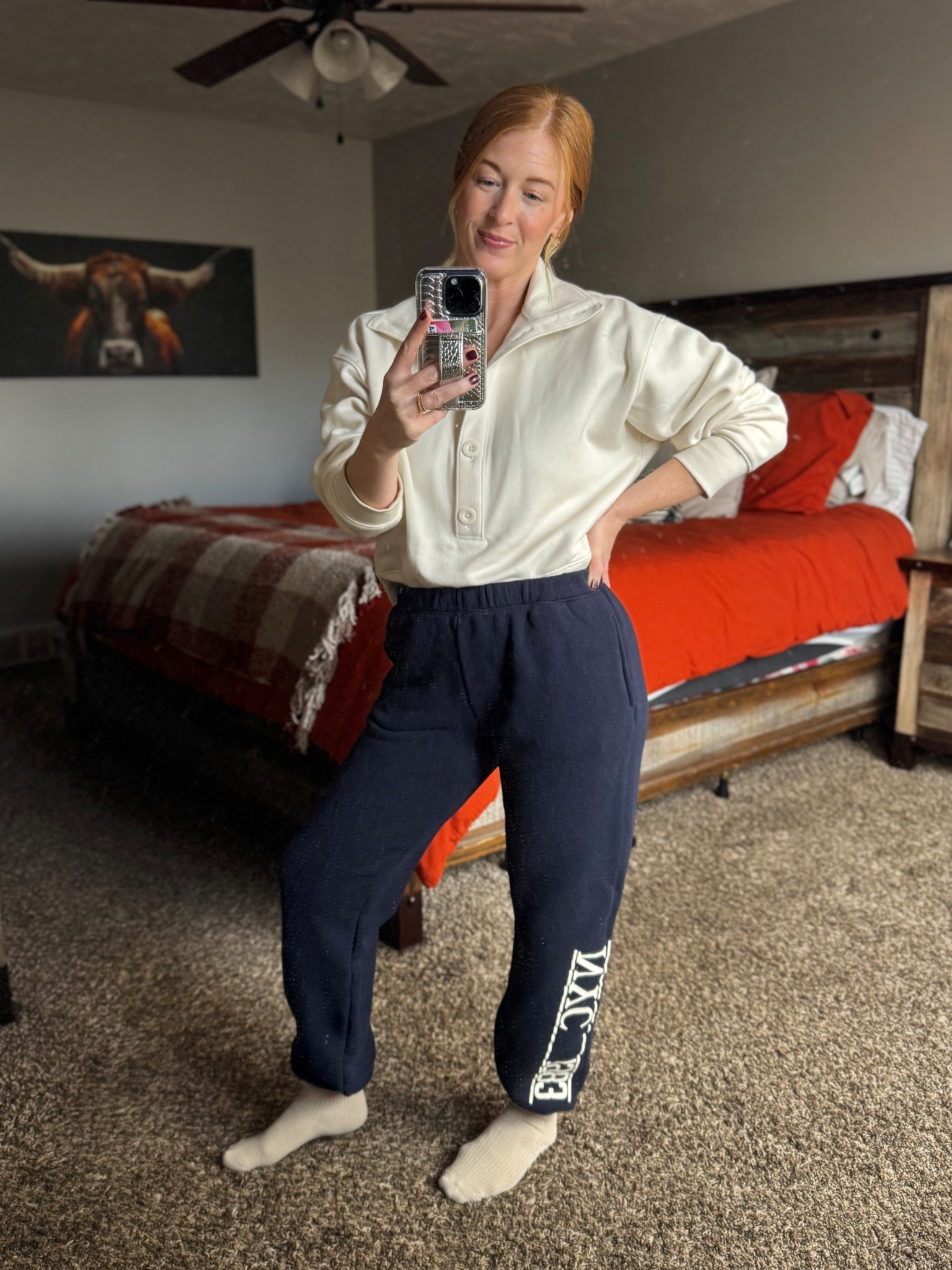 Top and bottoms are both XS
These sweatpants are so good!  They feel vintage…like something my mom would have had when I was a kid!!!  The XS was a bit loose but they’re 100% cotton so unwashed and dried them and now they’re perfect!!!

#LTKSeasonal #LTKFindsUnder100