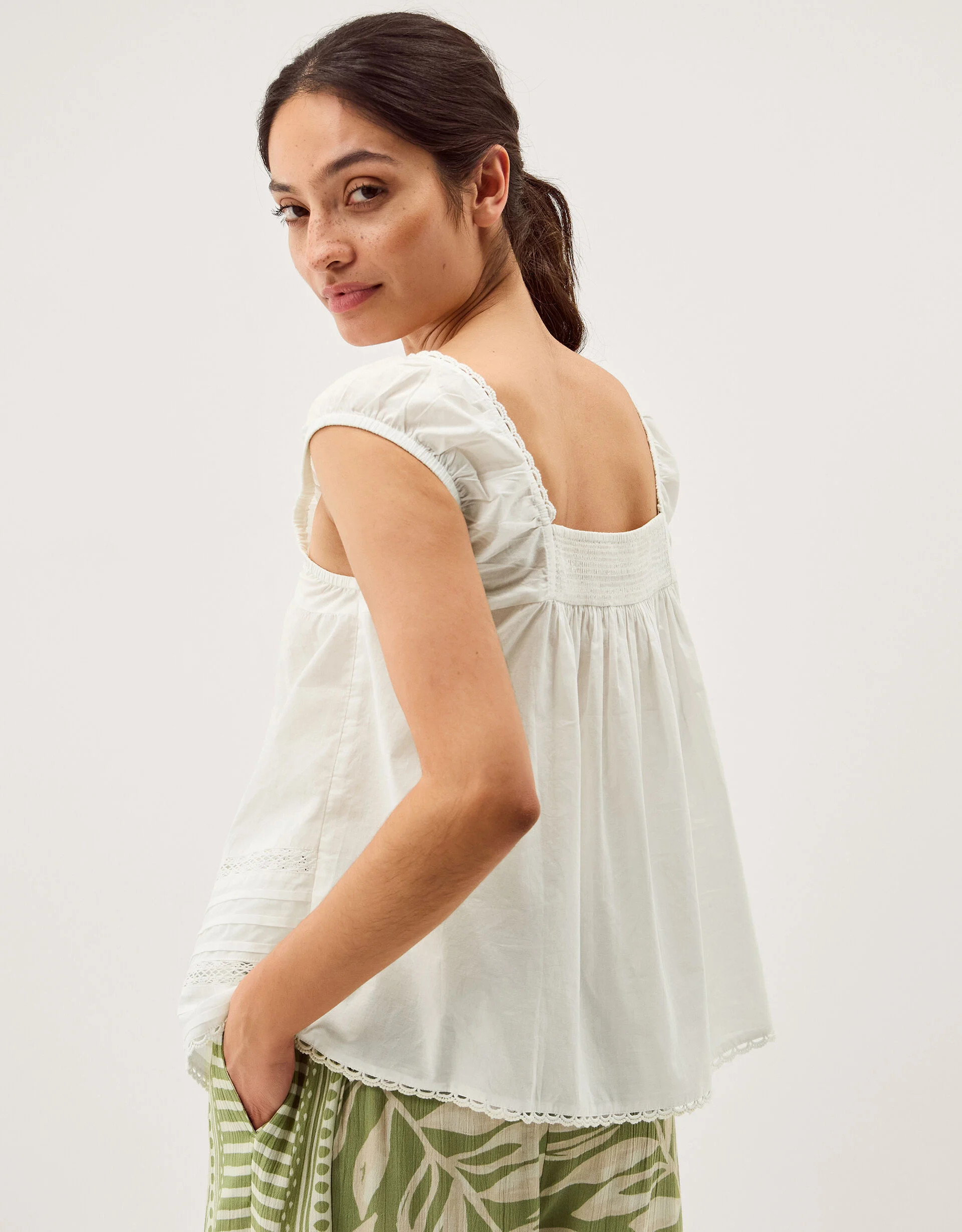 Olivia Lace Trim Top Ivory | Monsoon (UK)