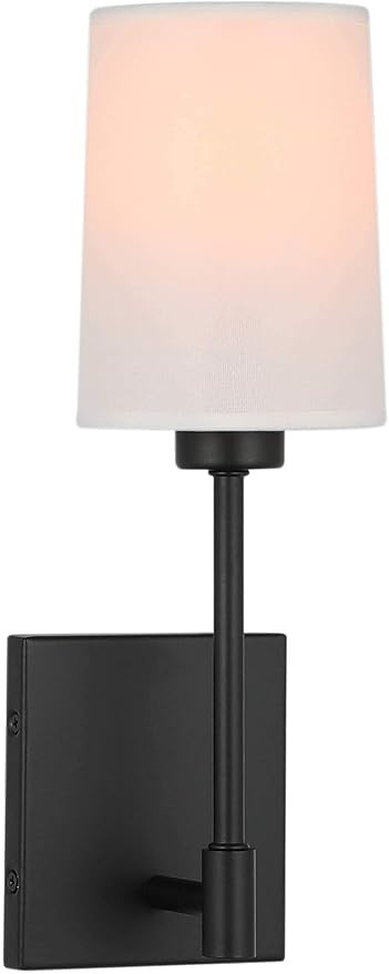 XiNBEi Lighting Bedroom Wall Lamp, Modern 1 Light Black Wall Mounted Sconce Light with Fabric Sha... | Amazon (US)