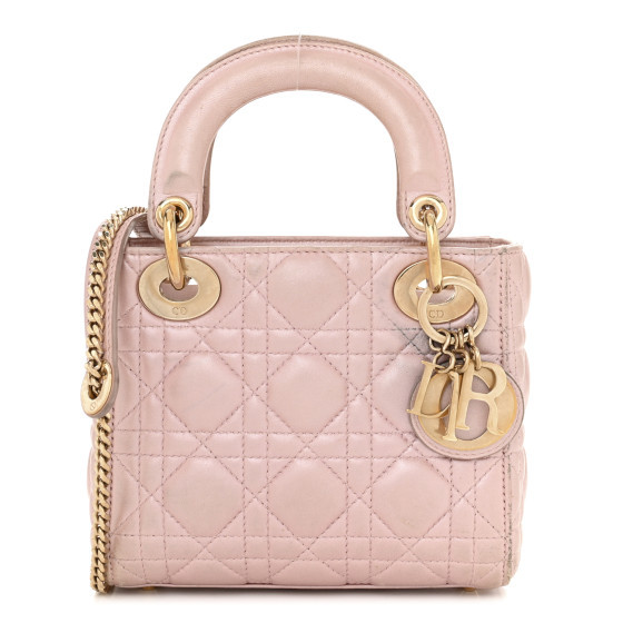 Metallic Lambskin Cannage Mini Lady Dior Lotus | FASHIONPHILE (US)