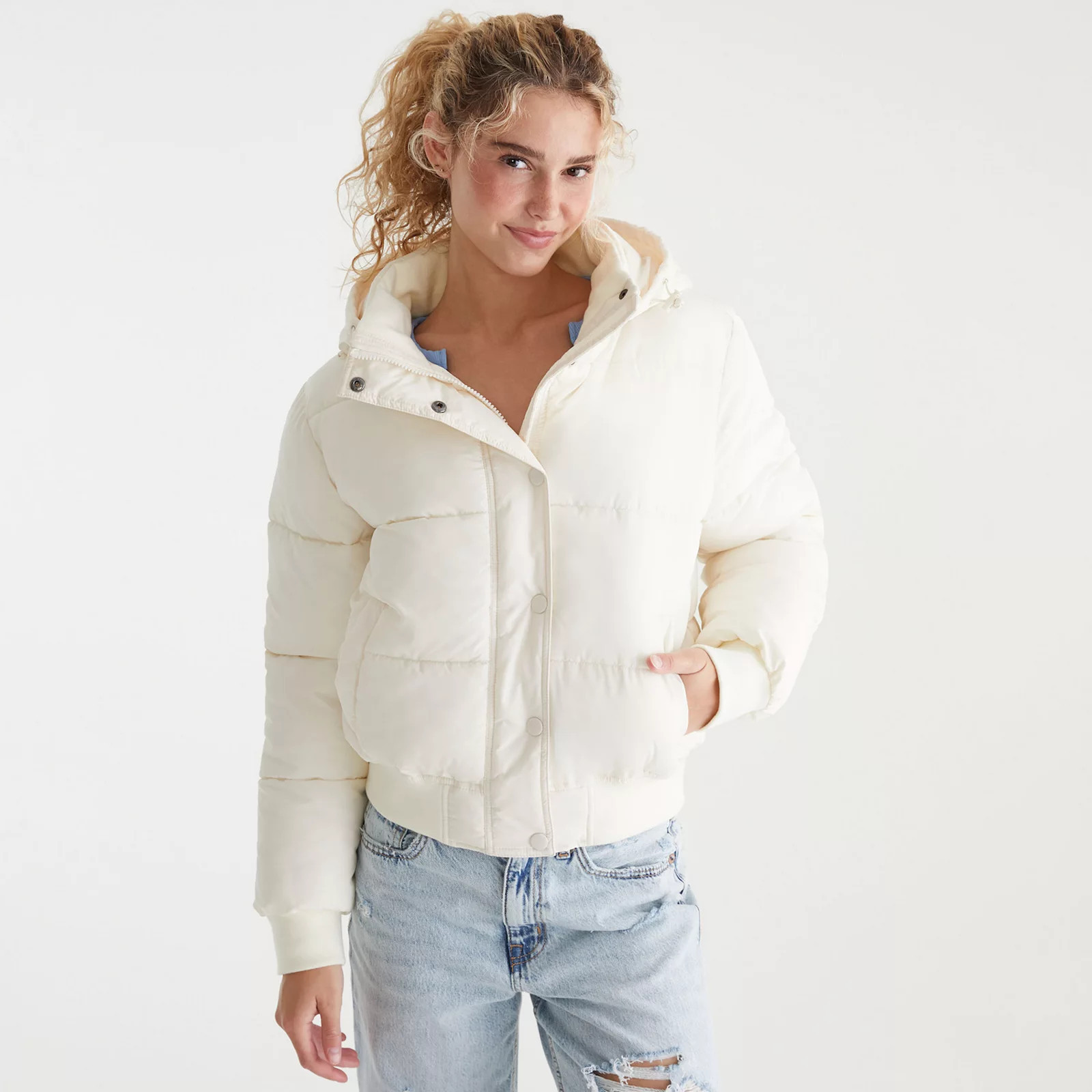 Juniors' Aeropostale Puffer Jacket, Girl's, Size: Medium, Adobe White | Kohl's