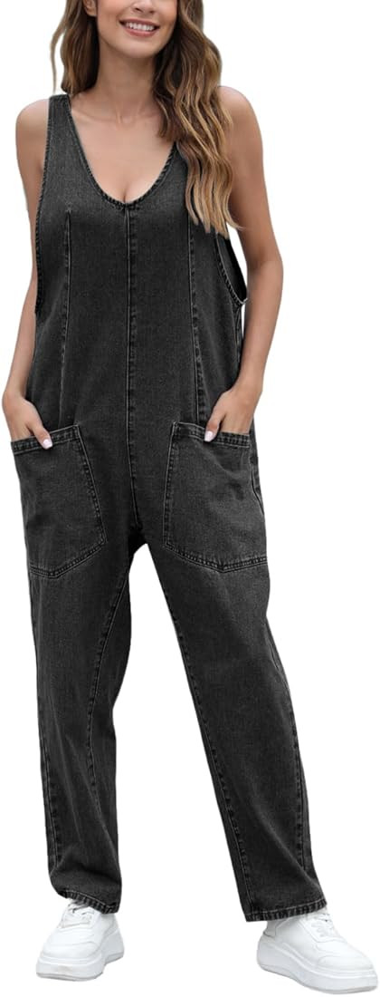 GREAIDEA High Roller Denim Jumpsuits for Women Casual Sleeveless Loose Baggy Overalls Jeans Pants... | Amazon (US)