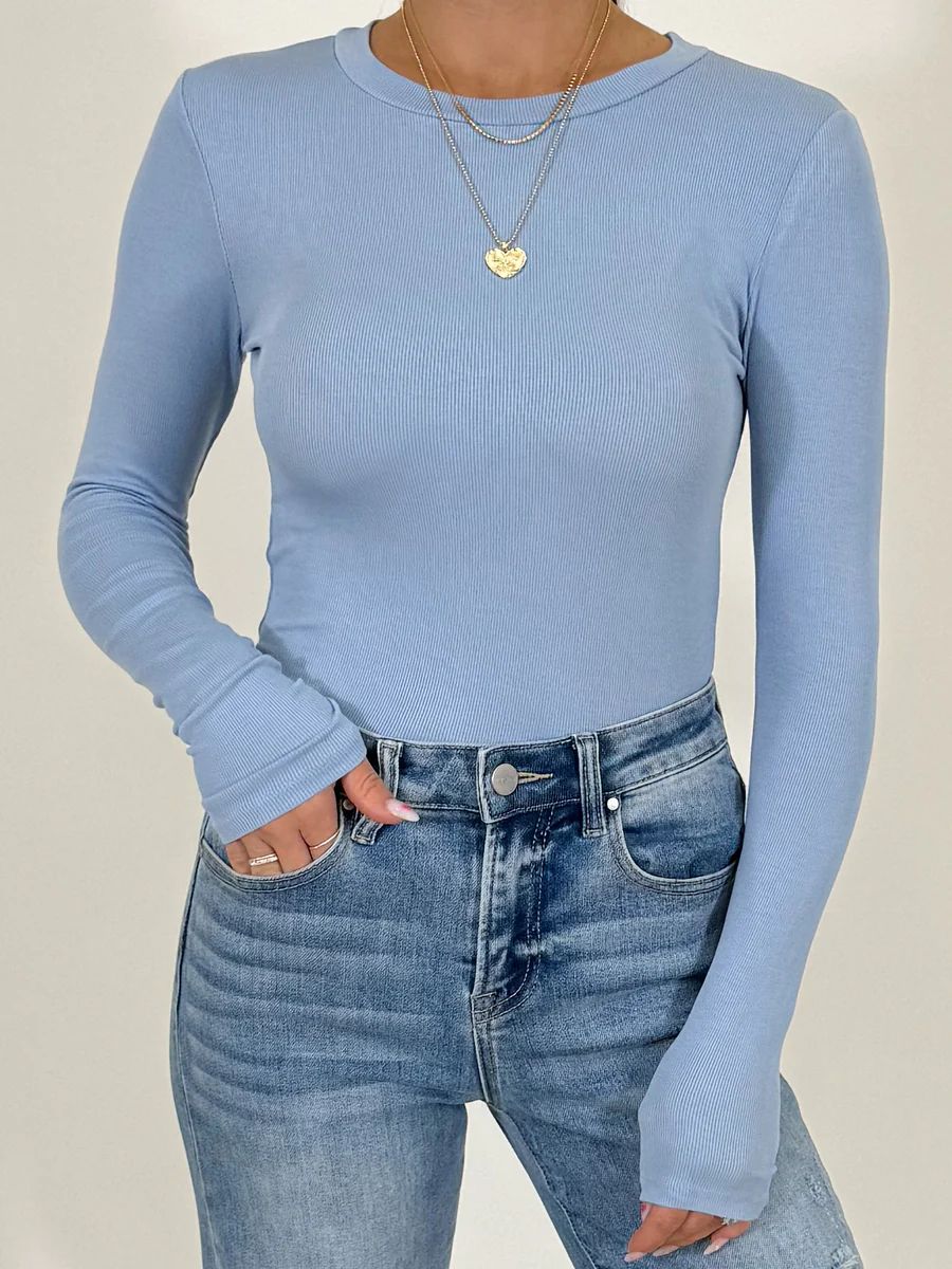 Essential Ribbed Long Sleeve | Baby Blue | +Plus Available | Talulah