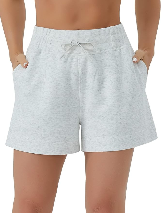 THE GYM PEOPLE Women's Drawstring Sweat Shorts High Waisted Summer Workout Lounge Shorts with Poc... | Amazon (US)