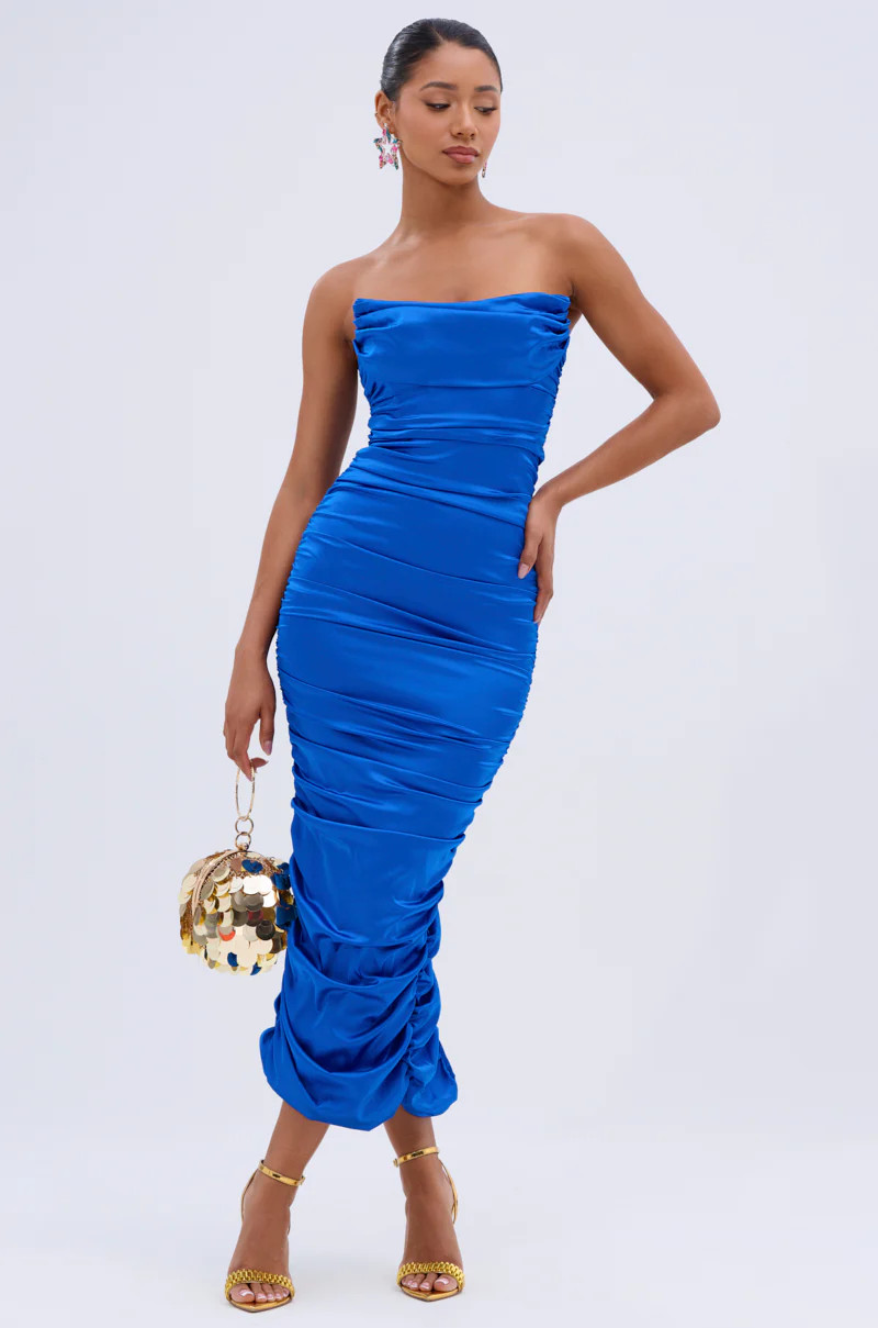 NICOLE SATIN MIDI DRESS | AKIRA