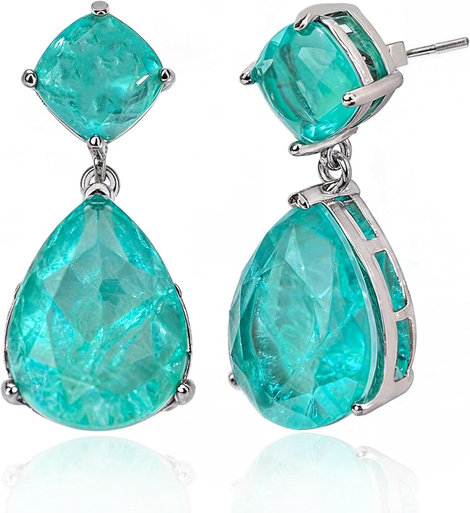 Paraiba Tourmaline Vintage Teardrop Dangle Earrings, Bridal Bridesmaids Statement Drop Jewelry fo... | Amazon (US)