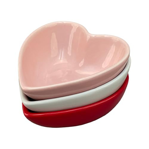 BIA Valentine Heart Dishes, Set of 3 – 6 oz Stoneware Bowls, Heart-Shaped Serving Pieces for Snacks, Dips, Spices, Candy & Dessert Displays – Microwave, Oven & Dishwasher Safe | Amazon (US)