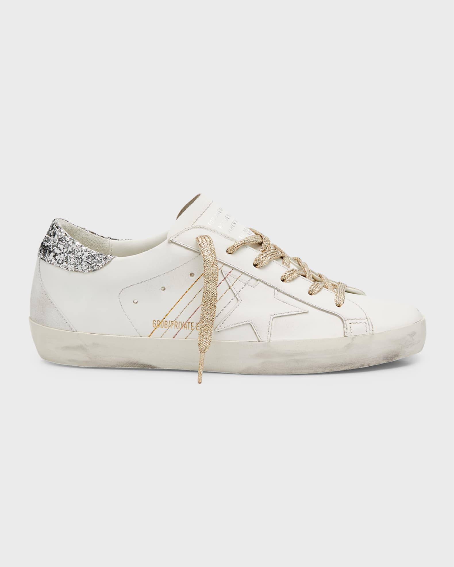 Superstar Leather Glitter Low-Top Sneakers | Neiman Marcus