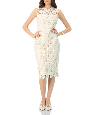 Women's Lace Short Dress with Round Neck | Macy's