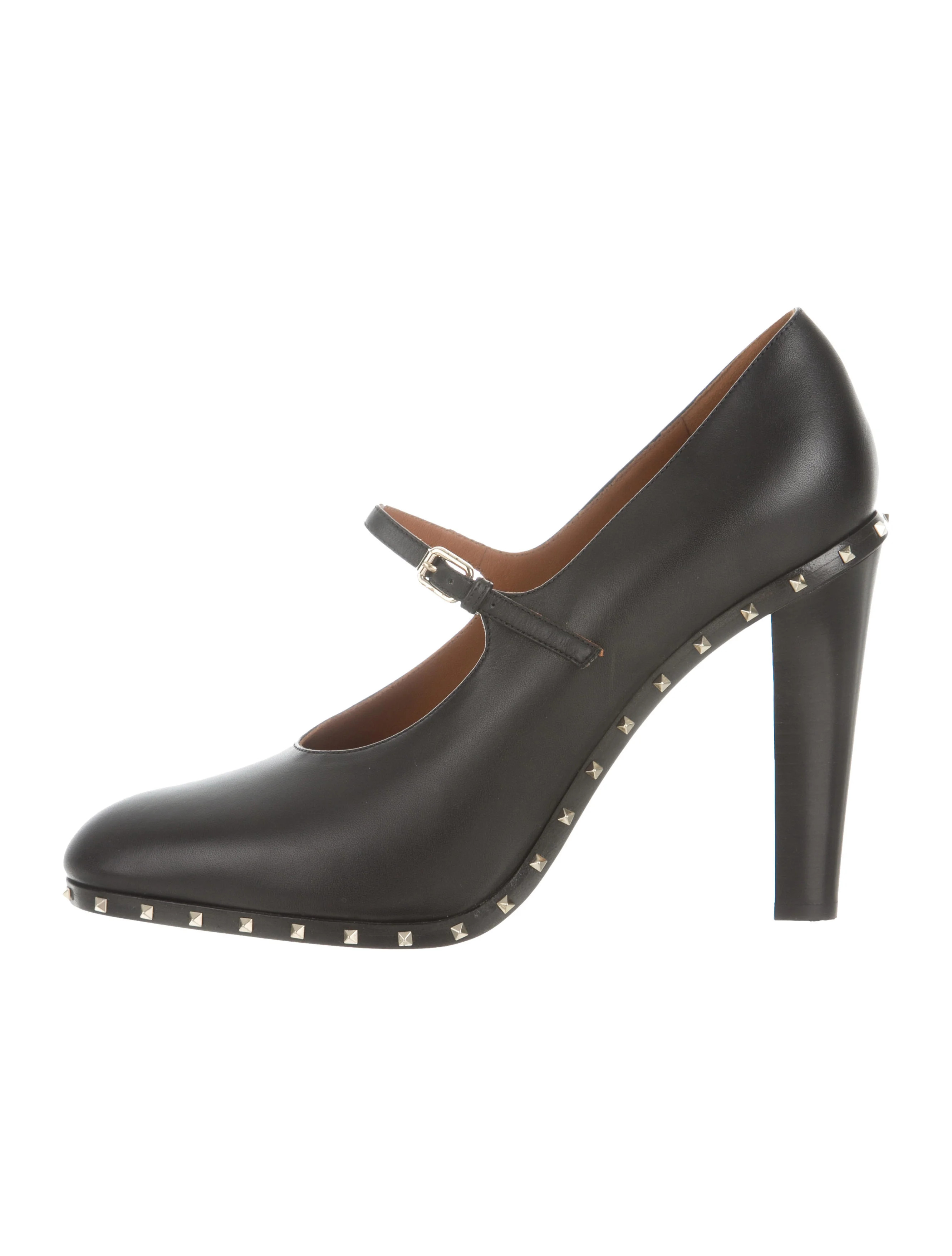 Leather Rockstud Mary Jane Pumps | The RealReal