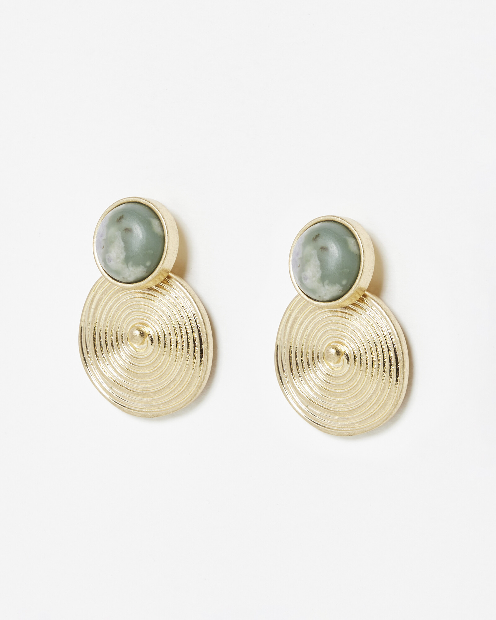 Ebony Stone & Disc Stud Drop Earrings | Oliver Bonas | Oliver Bonas (Global)