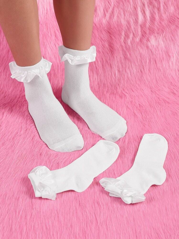 ROMWE Kawaii 1pair Frill Decor Socks | SHEIN