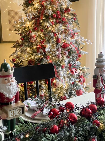 Festive dining room Christmas tree  

This is the 7.5 feet queen slim flocked  

#LTKHoliday #LTKSeasonal