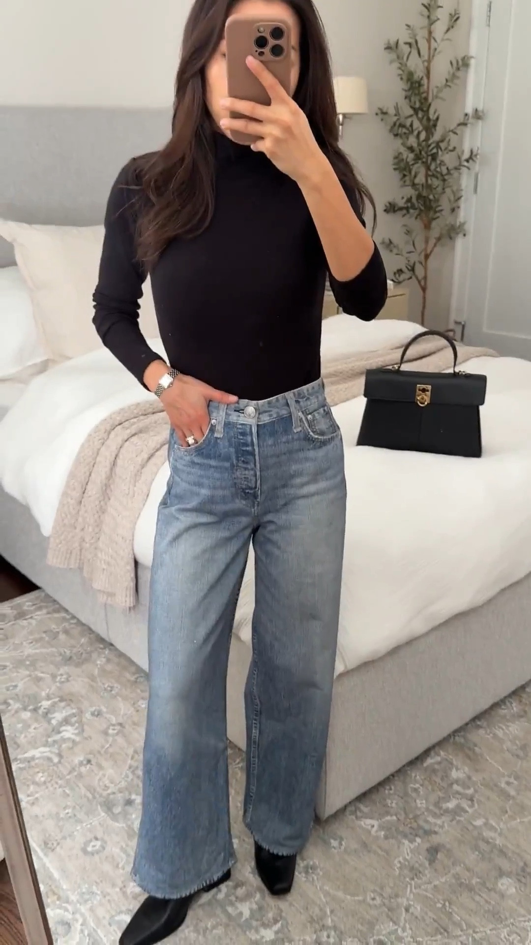 Andi is the shortest, Sofi Ankle is longer, and the pull on wide leg style linked is the longest. Do not machine dry these sweatpant jeans unless you’re intentionally trying to shrink the length !

• Rag & Bone Miramar jeans Andi “scarlet” cropped sz 23 

Size down at the waist! These have a 26.5 inseam, no hemming or shrinking needed for me. only air dry bc machine drying will shrink the length

Also linked other styles I have and love in Petra wash size XXs with a fully elastic pull on waist. those run longer and need to be machine dried to shrink length 

• Steve Madden Dusty bootie 5.5, TTS, very comfy, zero breaking in needed

• Cafune stance bag

• BP sunglasses

Winter outfit, petite friendly, easy mom outfit

#LTKPetite #LTKFindsUnder100 #LTKmomlife