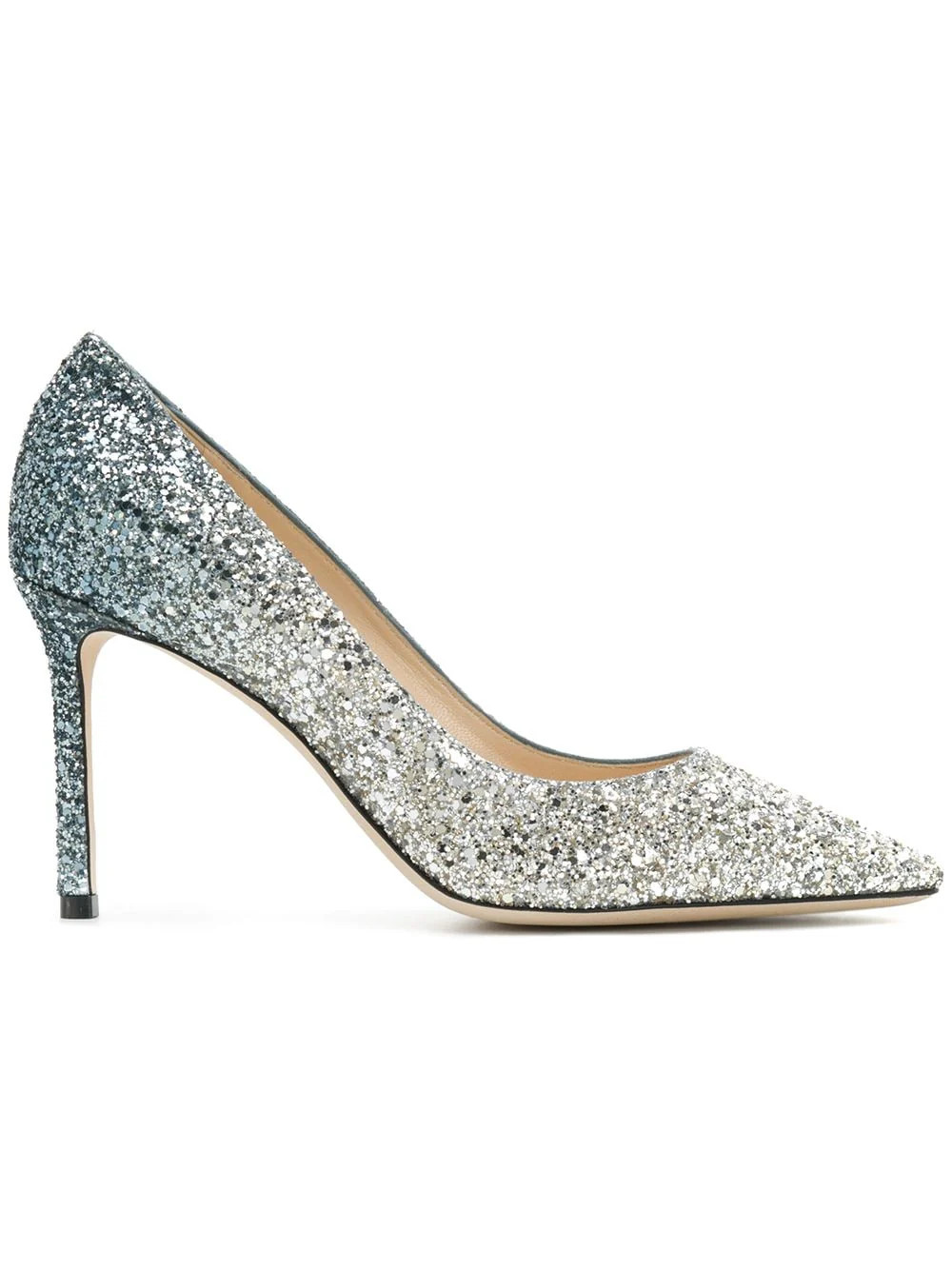 Jimmy Choo Women's Romy 85 Glittered Leather Pumps in Silver | Size 37 | ROMY85 | LOZURI