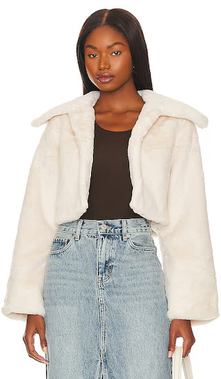 Cleobella Cropped Faux Fur Jacket in Ivory | Revolve Clothing (Global)