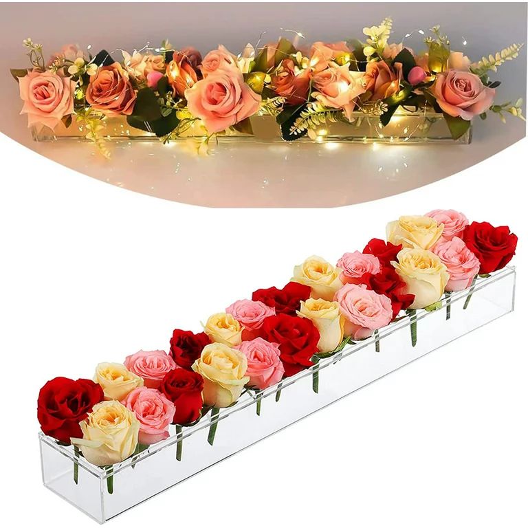 Freaki 24 Inch Acrylic Flower Vase Rectangular, Wedding Centerpieces for Tables, Rectangle Acryli... | Walmart (US)