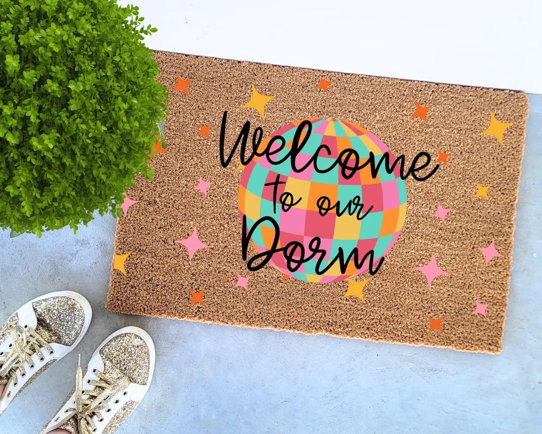 Disco Welcome to Our Dorm Doormat Dorm Doormat Welcome to Our Dorm Custom Door Mat Personalized D... | Etsy (US)