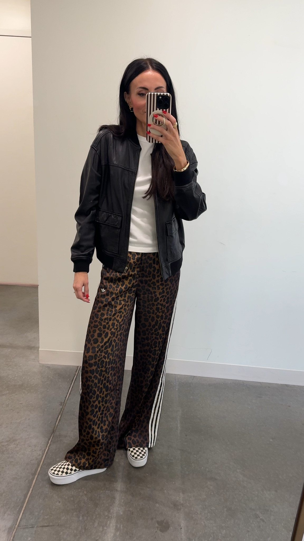 These pants are impossible to find right now but if you do, size up. The XS was too small in the waist for me. Shoes are a platform van- tts and this jacket is a great modern leather style.  

 