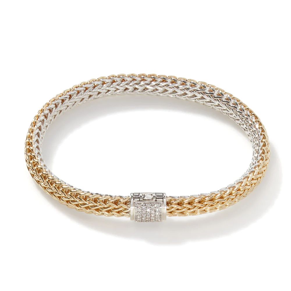 Icon Bracelet, Gold, Silver, Diamonds, 6.5MM | John Hardy