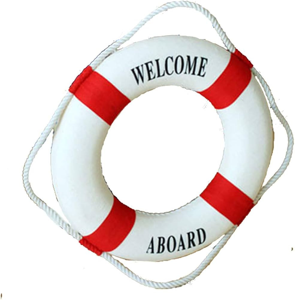 MorroMorn Lifebuoy Wall Hanging Decor - Welcome Aboard Mediterranean Style Home Decoration (Red, ... | Amazon (US)