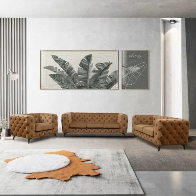 Owetta 3 Piece Velvet Living Room Set | Wayfair North America