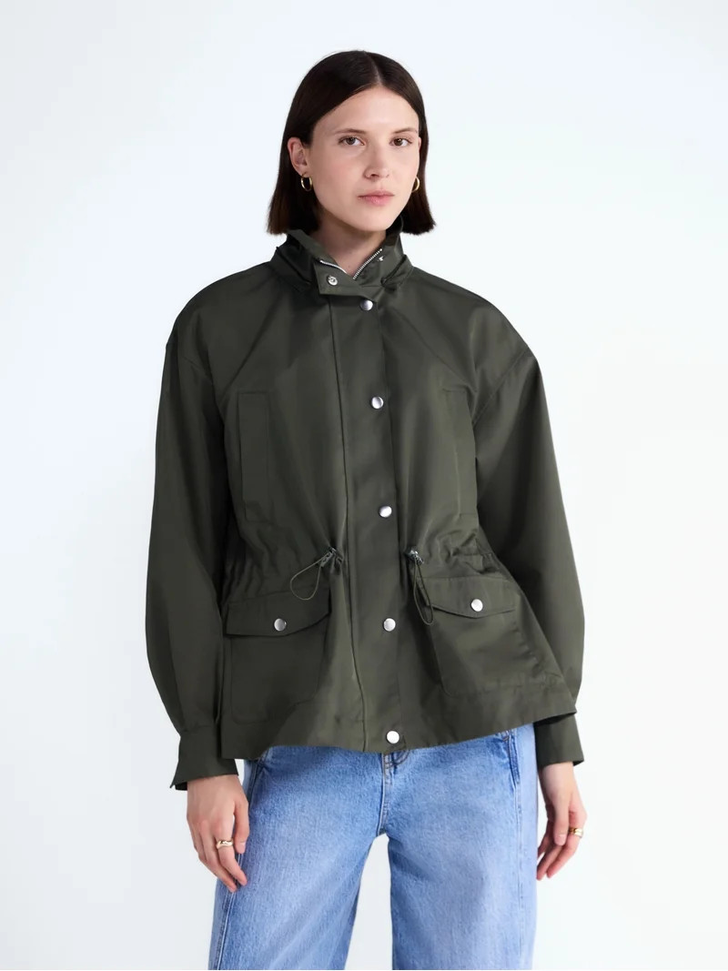 Free Assembly Women's and Women's Plus Cinched Utility Jacket with Hood, Sizes XS-4X | Walmart (US)