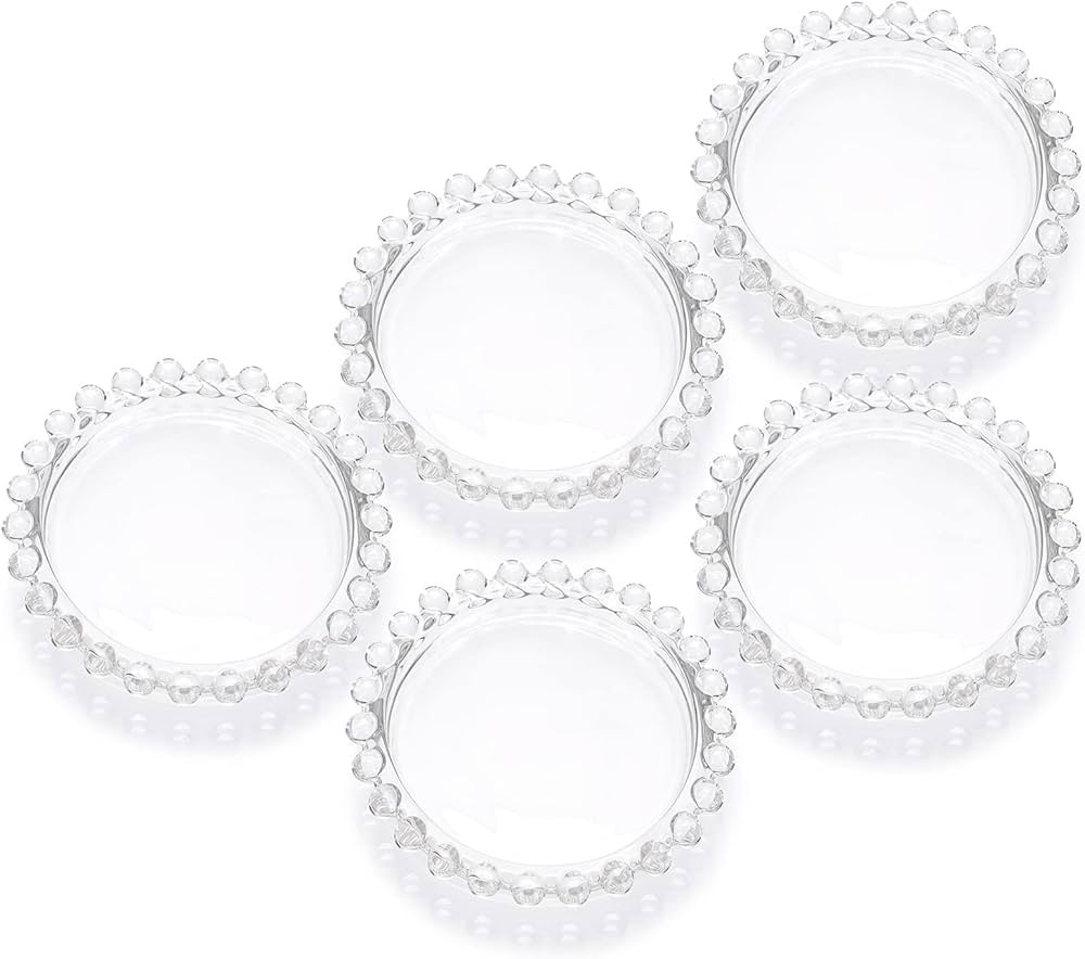 OwnMy 5PCS Clear Glass Candle Plates 3 Inch Pillar Candle Holders, Glass Coasters Decorative Roun... | Amazon (US)