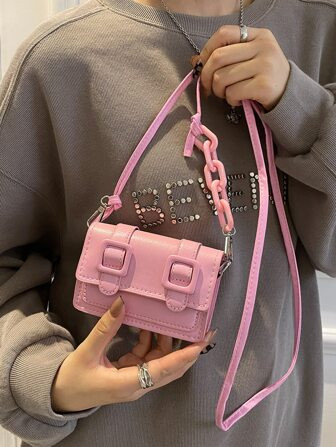 Mini Klep Vierkanten tas Roze | SHEIN  Nederland | SHEIN