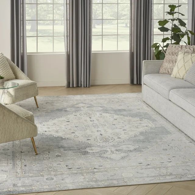 Nourison Astra Machine Washable Persian Light Blue 7'10" x 10' Area Rug (8x10) - Walmart.com | Walmart (US)