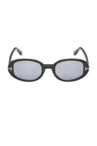 TOM FORD Oval Sunglasses in Shiny Black & Smoke from Revolve.com | Revolve Clothing (Global)