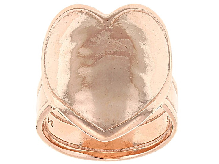 14K Rose Gold Over Sterling Silver Center Heart Ring - SPZ213A | JTV Jewelry