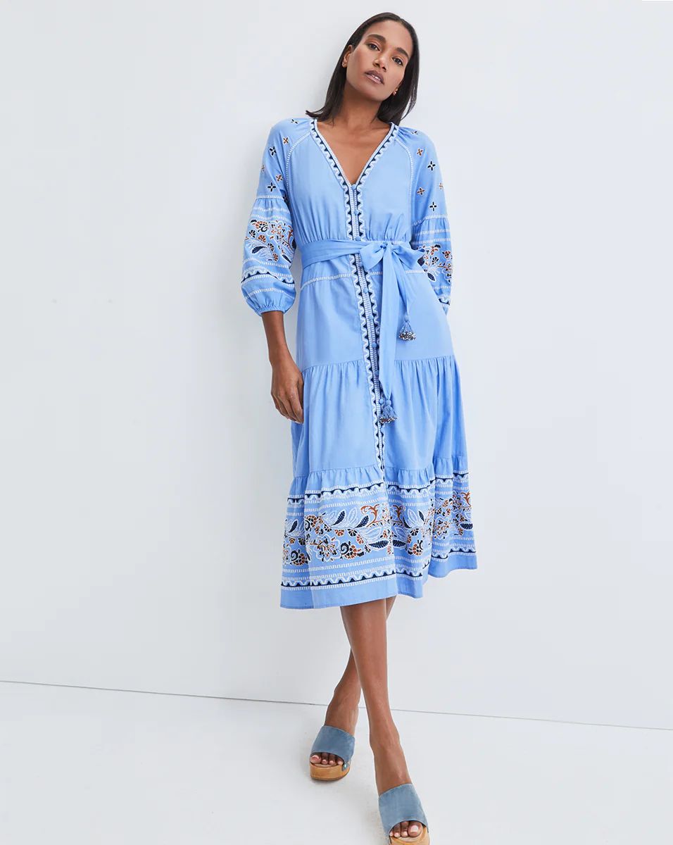 Freyja Embellished Linen Dress | Veronica Beard