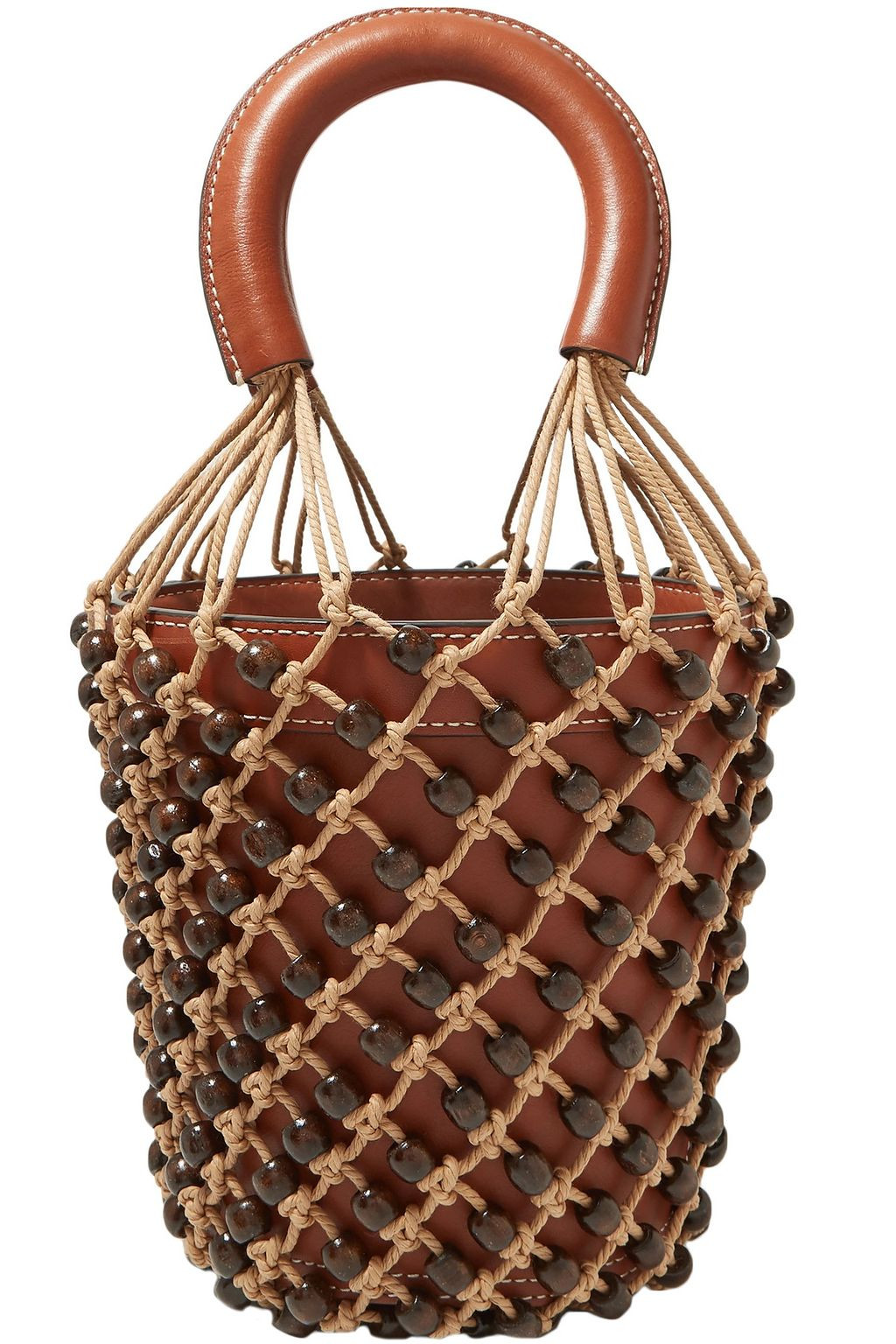 Moreau leather and beaded macramé bucket bag | The Outnet (US and CA)