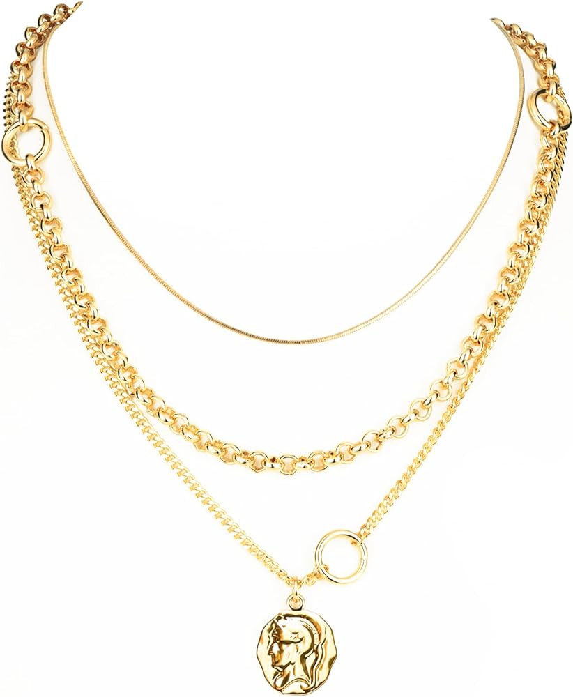 LidoDola Gold Layered Choker Necklace for Women - Dainty 18k Gold Plated Fashion Chain Set for Gi... | Amazon (US)