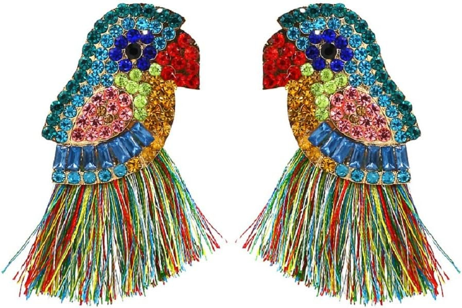 Parrot Earrings for Women, Bird Parrot Tassel Earrings for Womens, Rhinestone Parrot Dangle Earri... | Amazon (US)