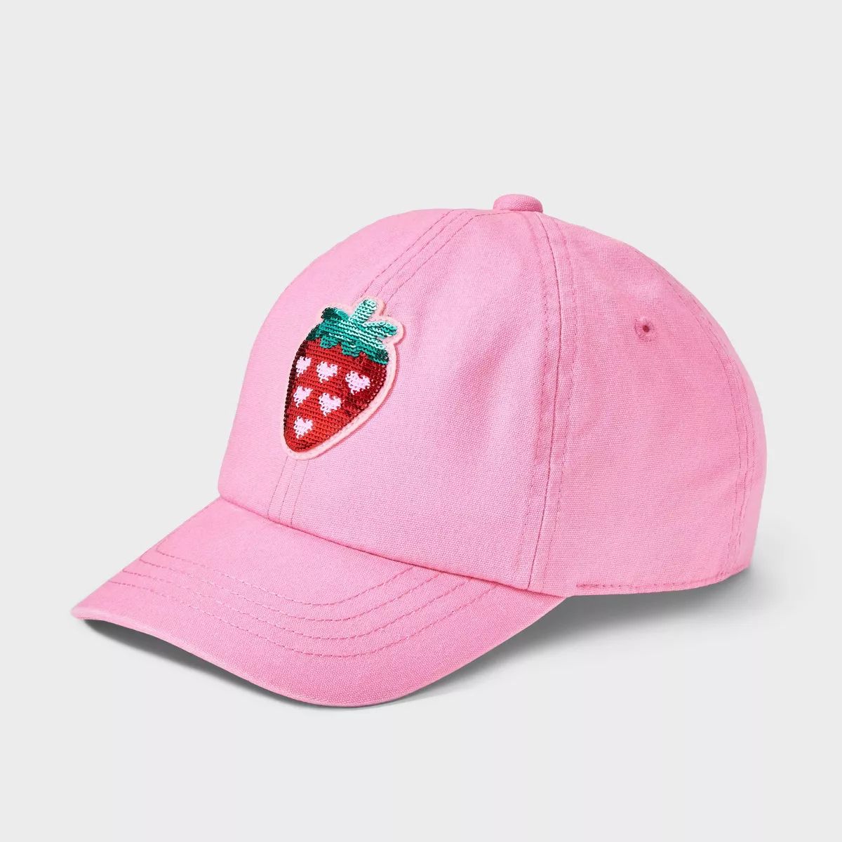 Girls' Baseball Hat with Sequin Strawberry - Cat & Jack™ Pink | Target