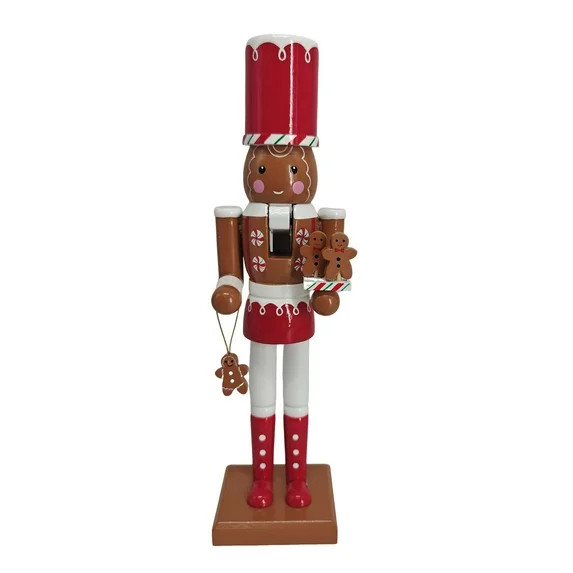 Gingerbread Man Decorative Nutcracker, Red and White, 12", by Holiday Time | Walmart (US)
