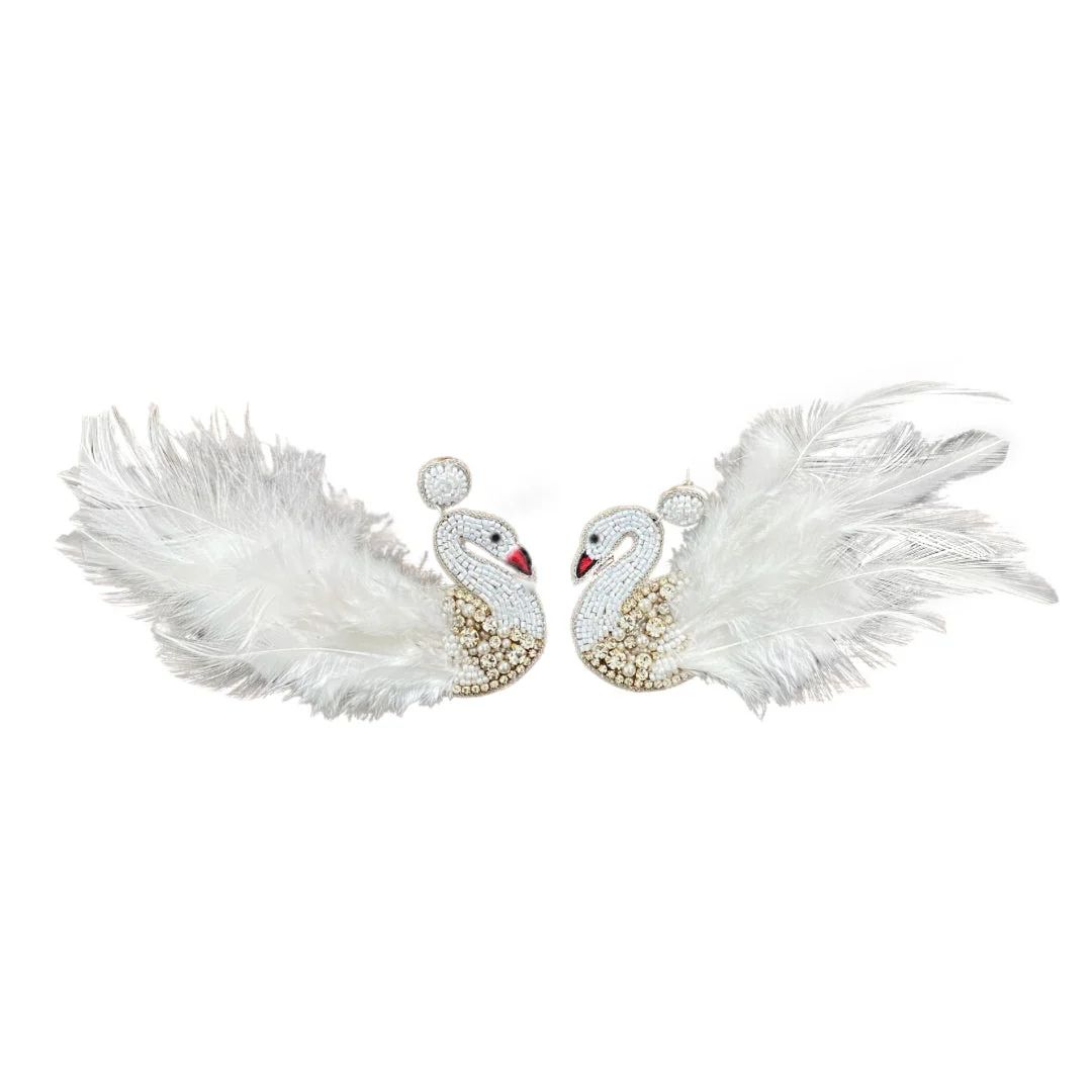 White Swan Feather Earrings | Beth Ladd Collections