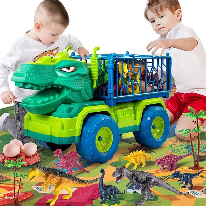 TEMI Dinosaur Truck Toys for Kids 3-5 Years, Tyrannosaurus Transport Car Carrier Truck with 8 Din... | Amazon (US)