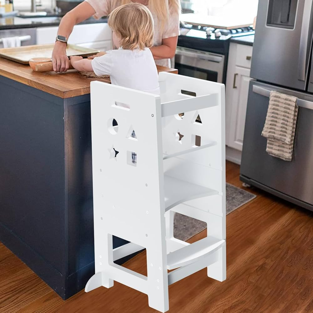 OENJOYO Toddler Kitchen Stool Helper, Kitchen Step Stool for Kids with Safe Rail, Baby Adjustable... | Amazon (CA)