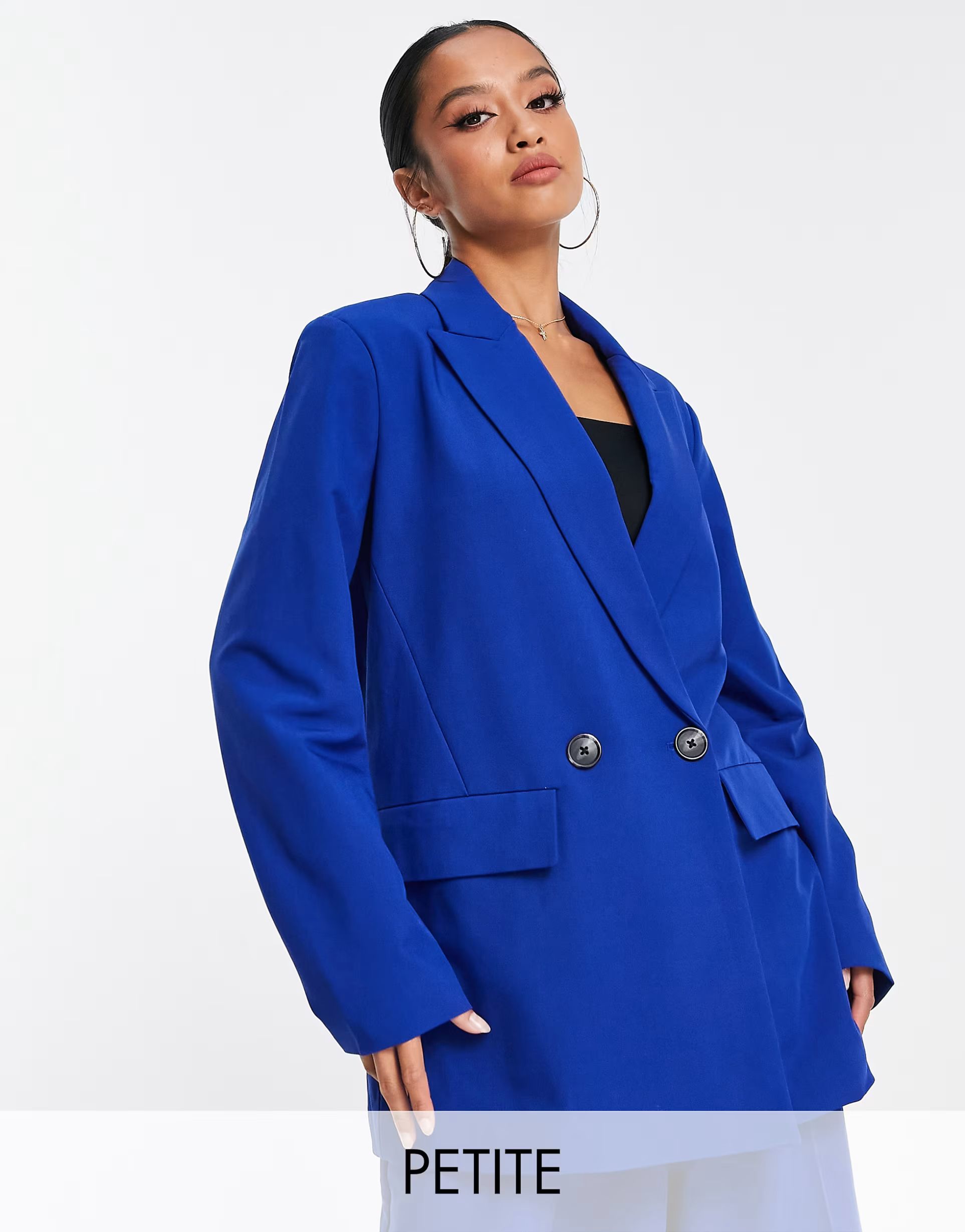 Vero Moda Petite tailored double breasted suit blazer in colbalt blue | ASOS (Global)