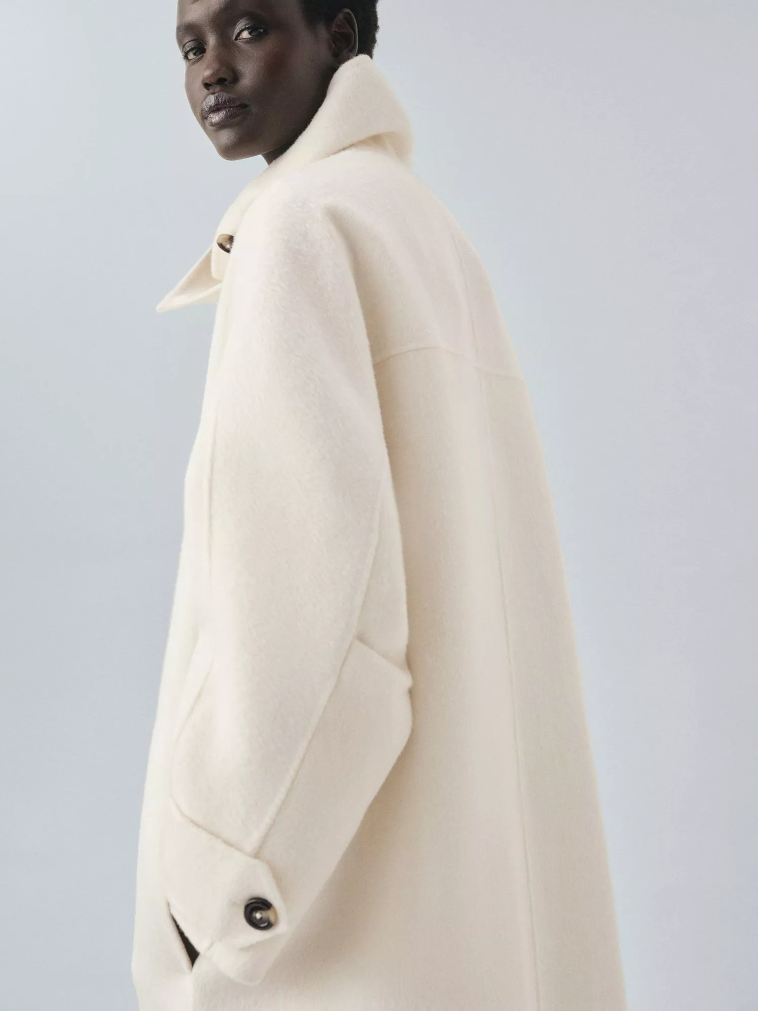 Mango Vorda Wool Blend Coat, Natural White | John Lewis (UK)