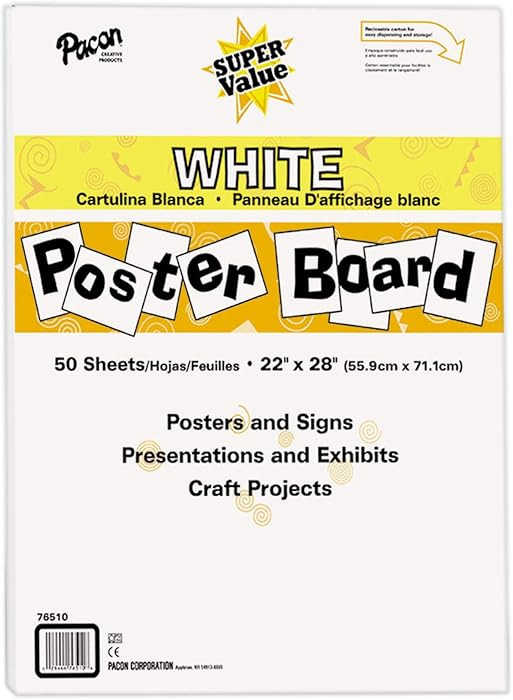 Pacon Super Value Poster Board, 22"X28", White, 50 Sheets | Amazon (US)