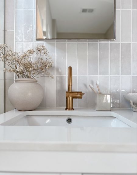 My dream faucet! The perfect mix of modern and vintage with the modern design but brass coloring. Primary bathroom. 

#LTKhome