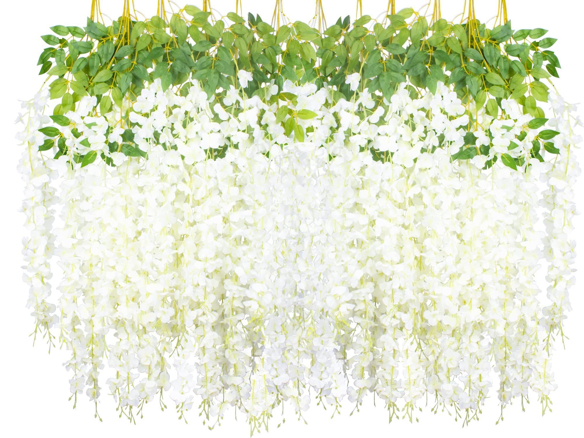 24 Pack Artificial Fake Wisteria Vine Ratta (3.75 Feet) Hanging Garland Silk Flowers String Home ... | Amazon (US)