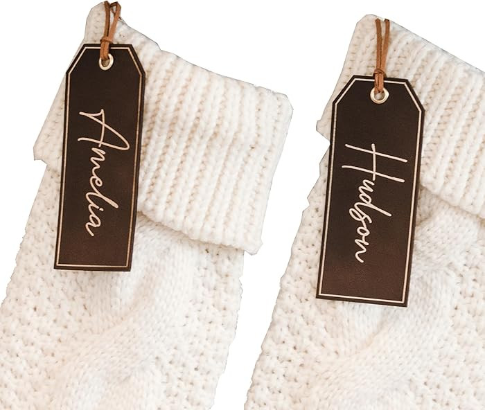 Personalized Christmas Stocking Tags - Leather Name Tag | Amazon (US)