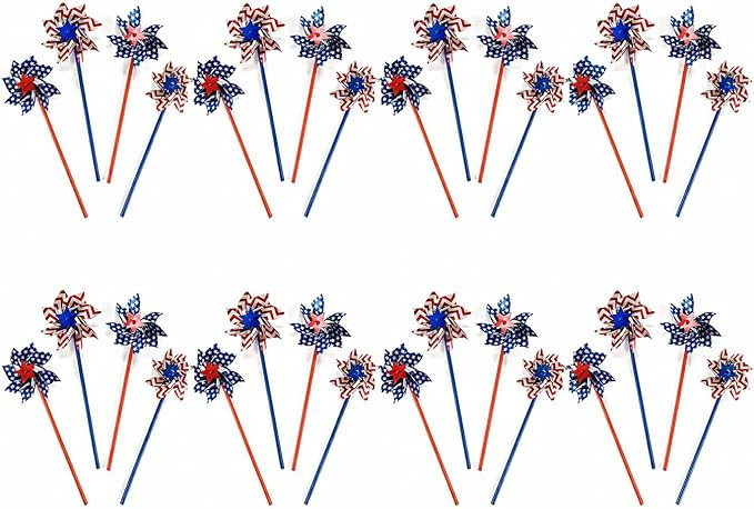 Fun Express Patriotic Pinwheels 36 Pack - Premium 4th of July Decorations with 5" Red White and B... | Amazon (US)