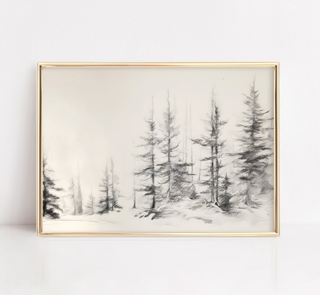 MINIMALIST CHRISTMAS Sketch Christmas Tree Wall Art Sketch - Etsy | Etsy (US)